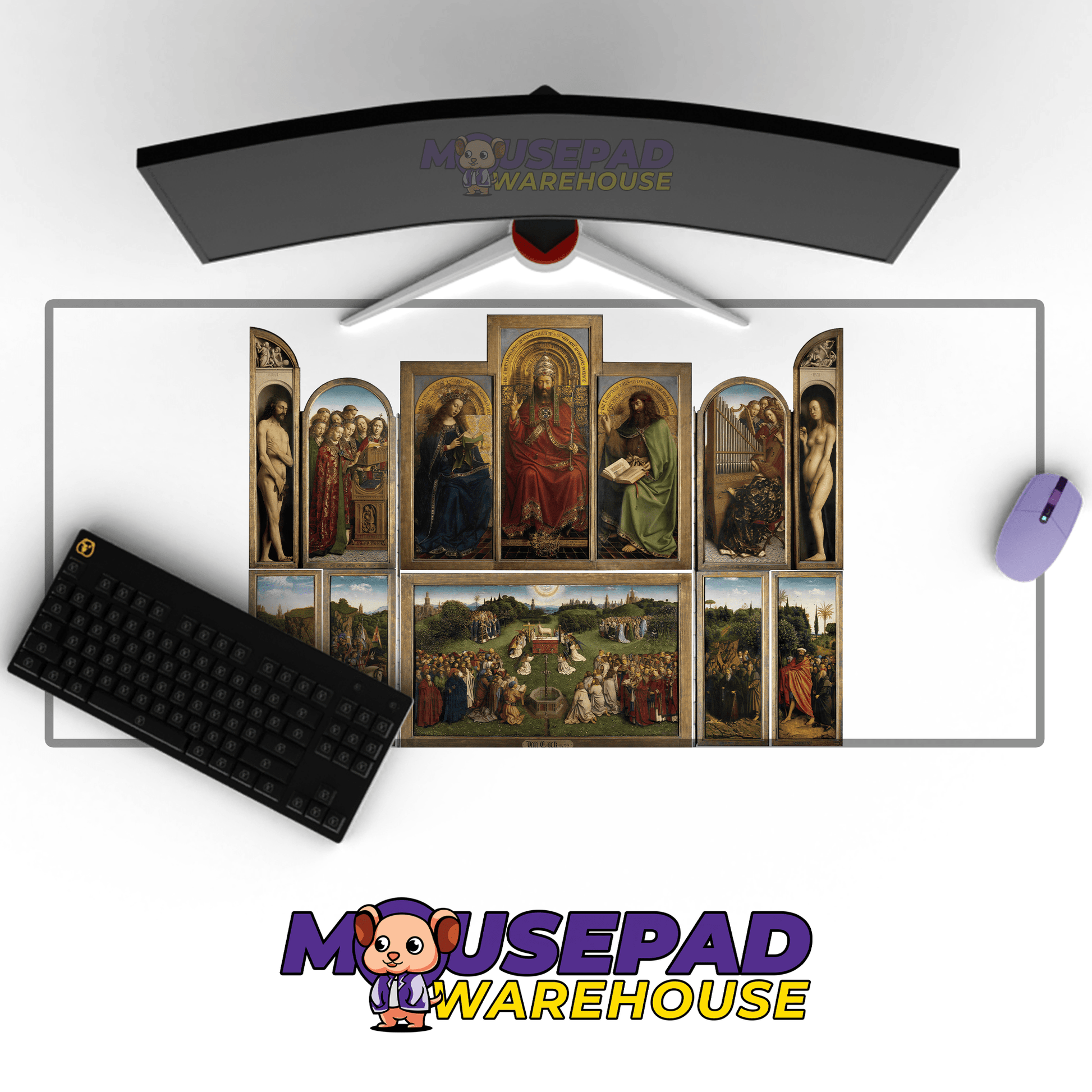 Jan van Eyck - The Ghent Altarpiece Painting Mousepad - Mousepad Warehouse