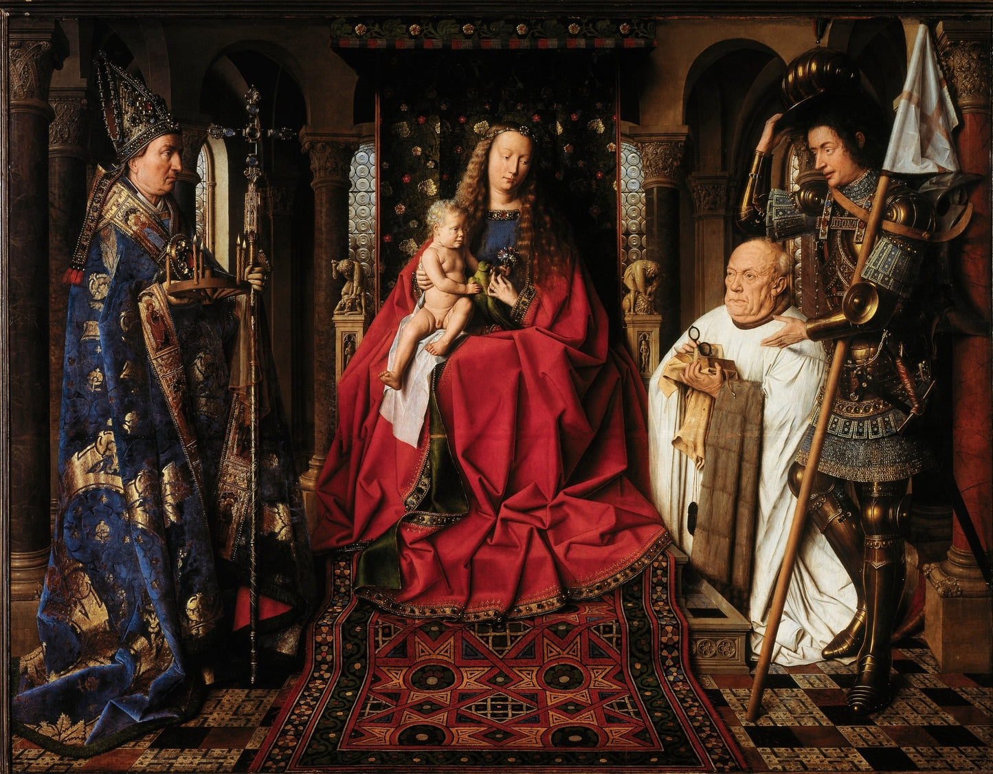 Jan van Eyck - The Madonna of Canon van der Paele Painting Mousepad - Mousepad Warehouse