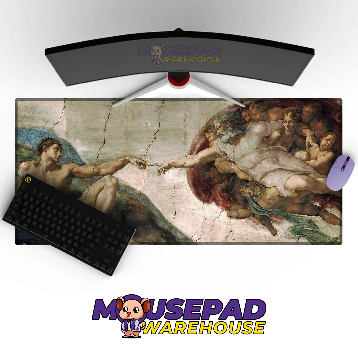 Michelangelo - The Creation Of Adam Art (Painting) Mousepad 49609 - Mousepad Warehouse