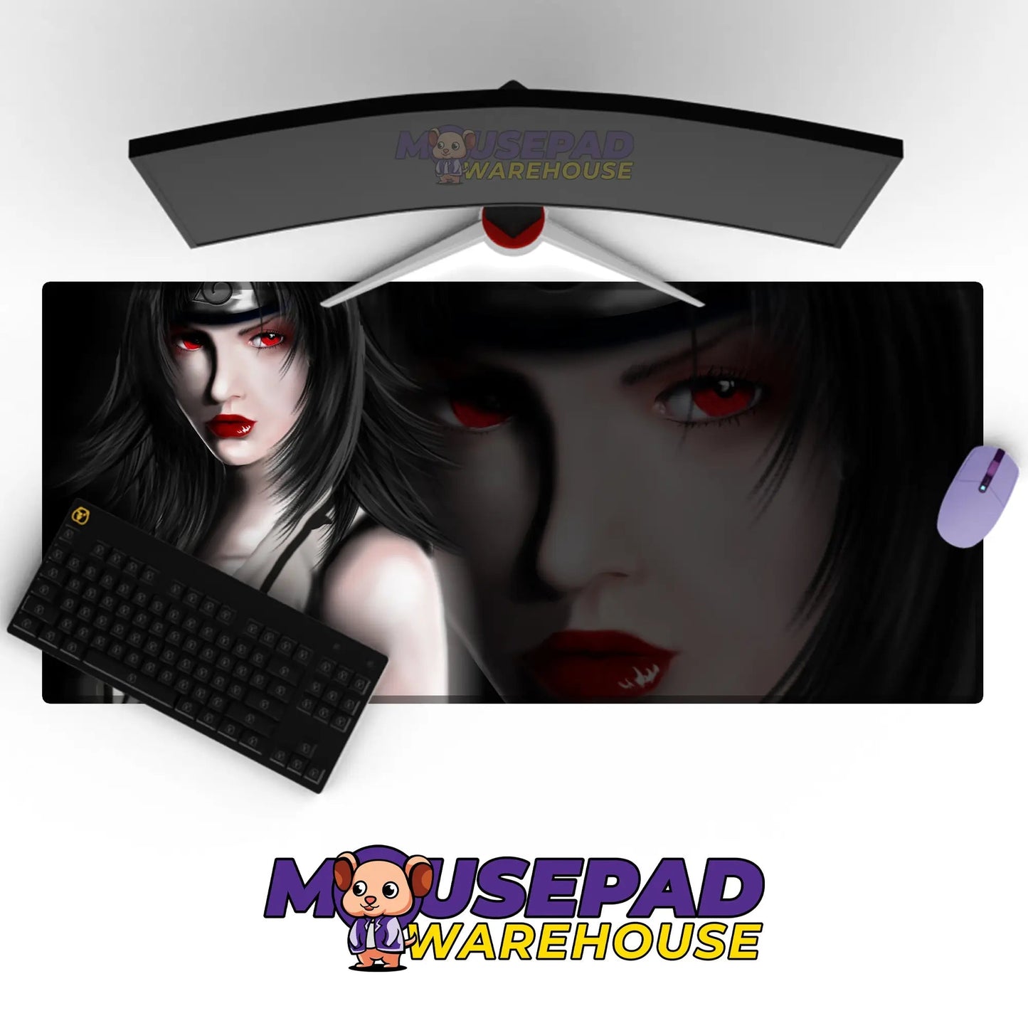 Female Uchiha Sharingan Warrior Mousepad / Desk Mat - Mousepad Warehouse