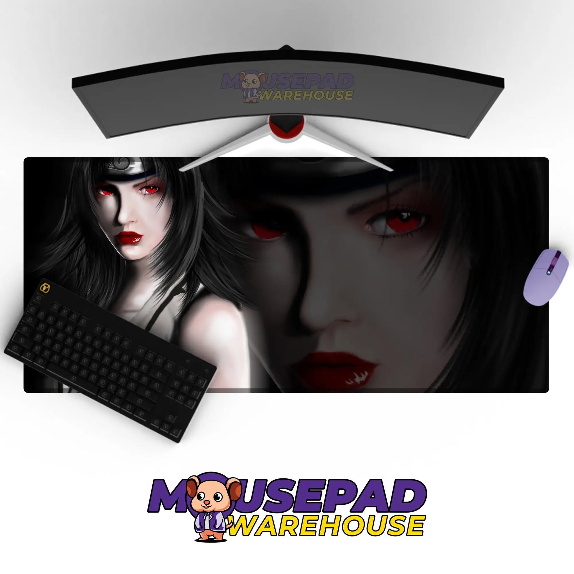 Female Uchiha Sharingan Warrior Mousepad / Desk Mat - Mousepad Warehouse
