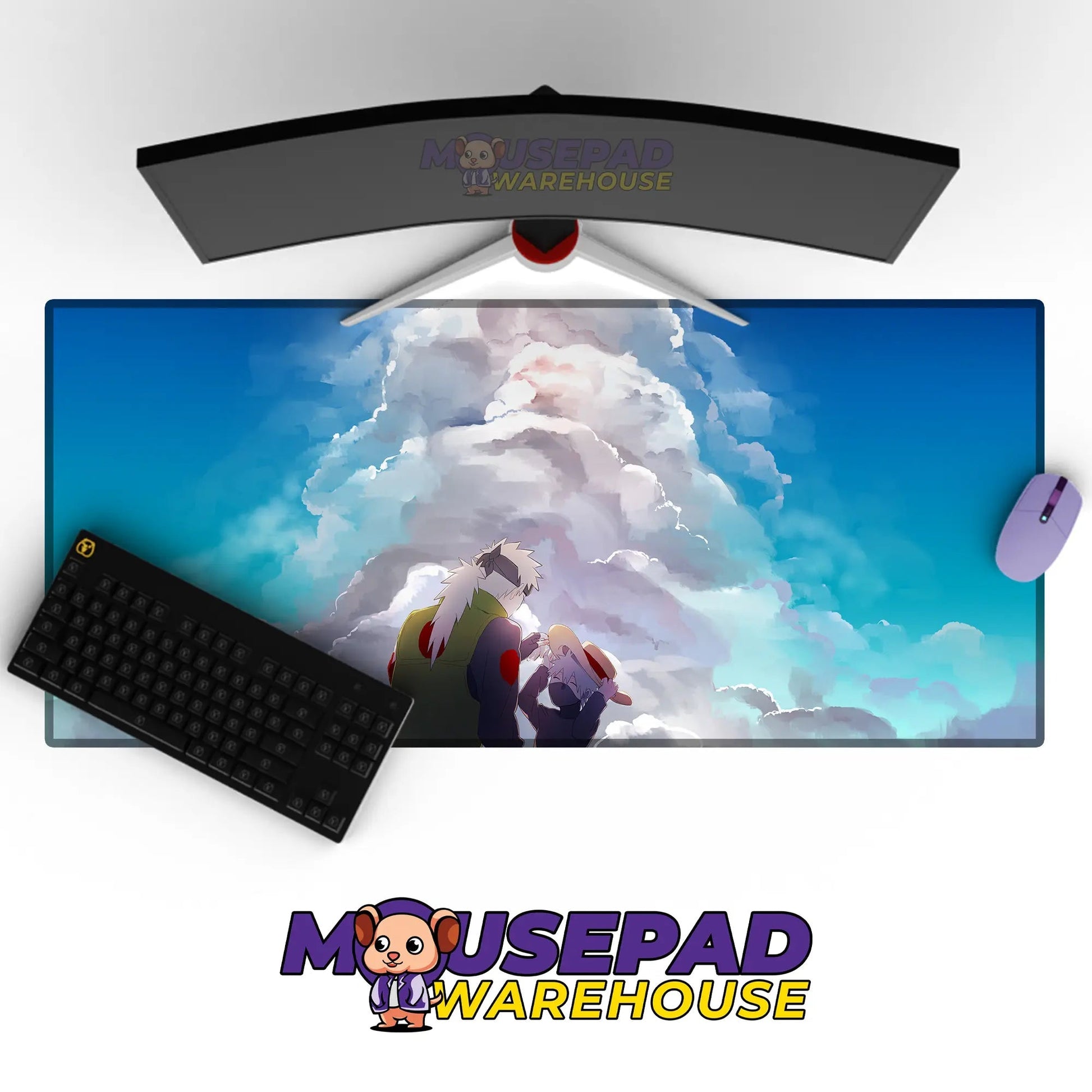 Jiraiya and Young Kakashi Under the Clouds Mousepad / Desk Mat - Mousepad Warehouse