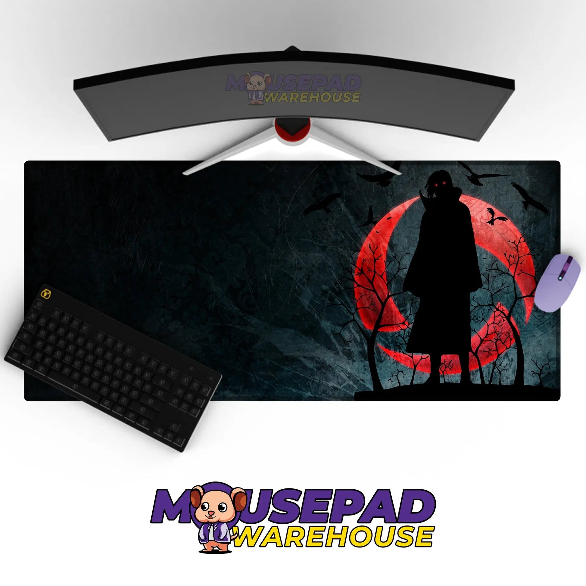 Itachi Uchiha Red Moon Shadow Mousepad / Desk Mat - Mousepad Warehouse