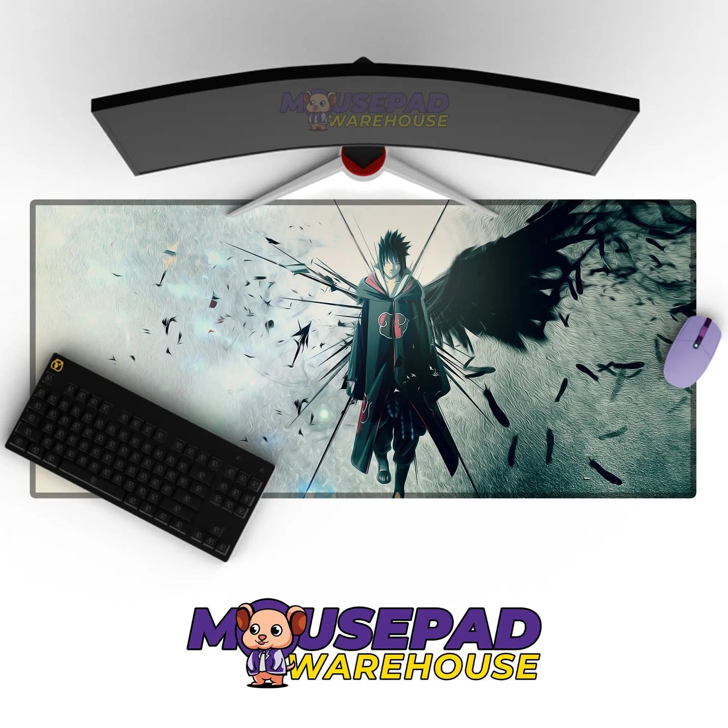 Sasuke Akatsuki Winged Darkness Mousepad / Desk Mat - Mousepad Warehouse