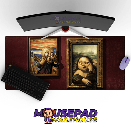 Whimsical Da Vinci & Munch Mashup Art Mousepad - Mousepad Warehouse